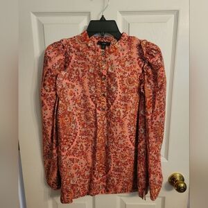 J. Crew Vibrant Paisley Blouse in Red and Pink
